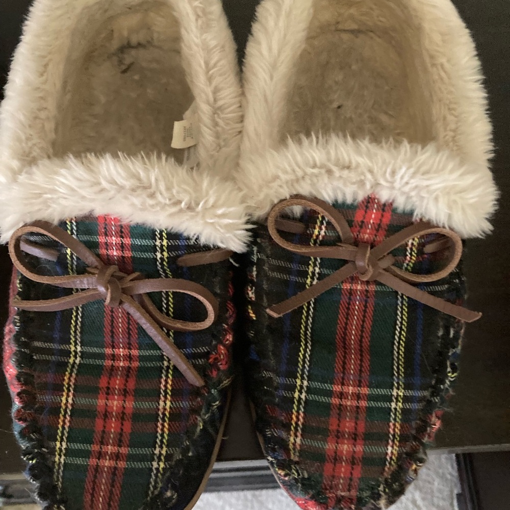 J. Crew Cozy Plaid Faux Fur Women's Slippers